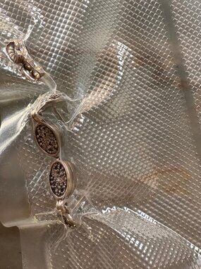 Lois Hill Style Sterling Oval Granulated Drop Earrings